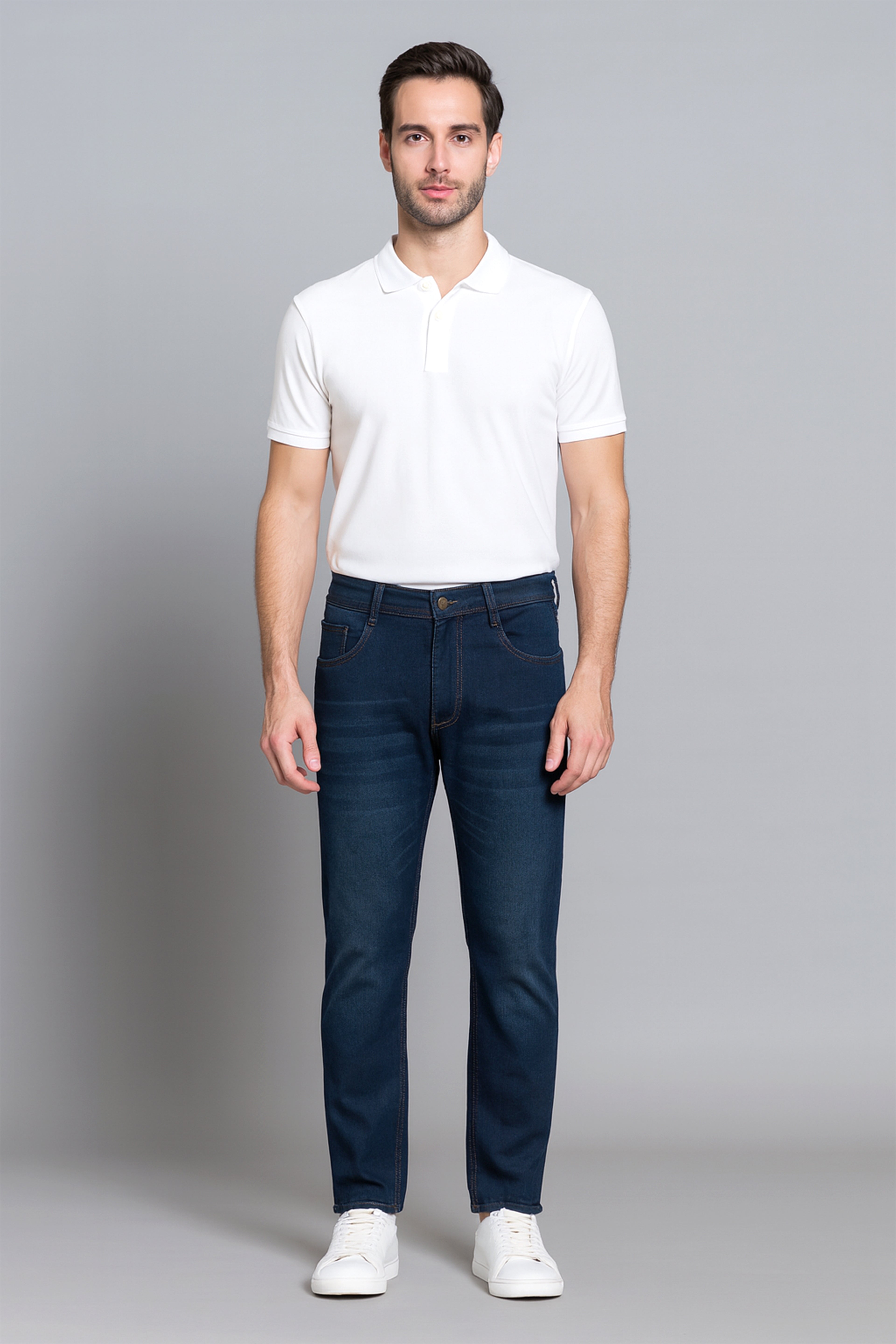 Classic Dark Blue Men’s Jeans | Comfortable Stretch Fit Denim (Midtown)