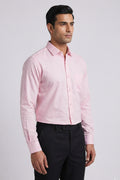 Men’s Linen Look Slim Fit Shirt | Casual & Office Wear – Pink (Cotton Slub) Full Sleeve