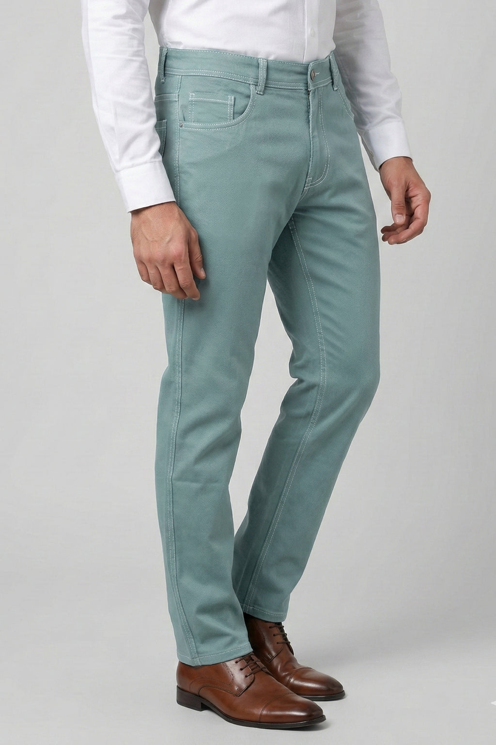 Men’s Slim Fit Sage Green Jeans – Smart Casual Wear (Paris)