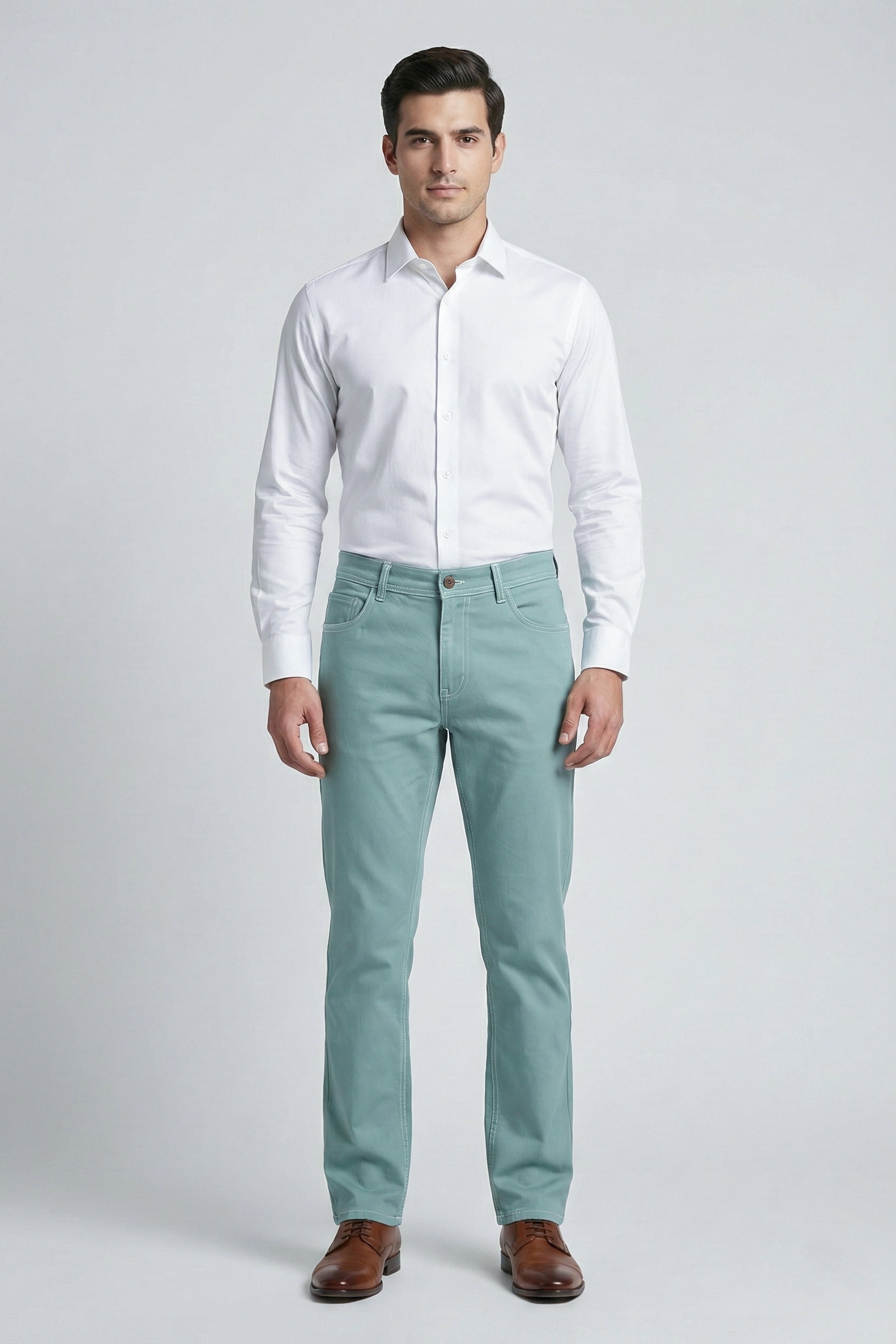 Men’s Slim Fit Sage Green Jeans – Smart Casual Wear (Paris)