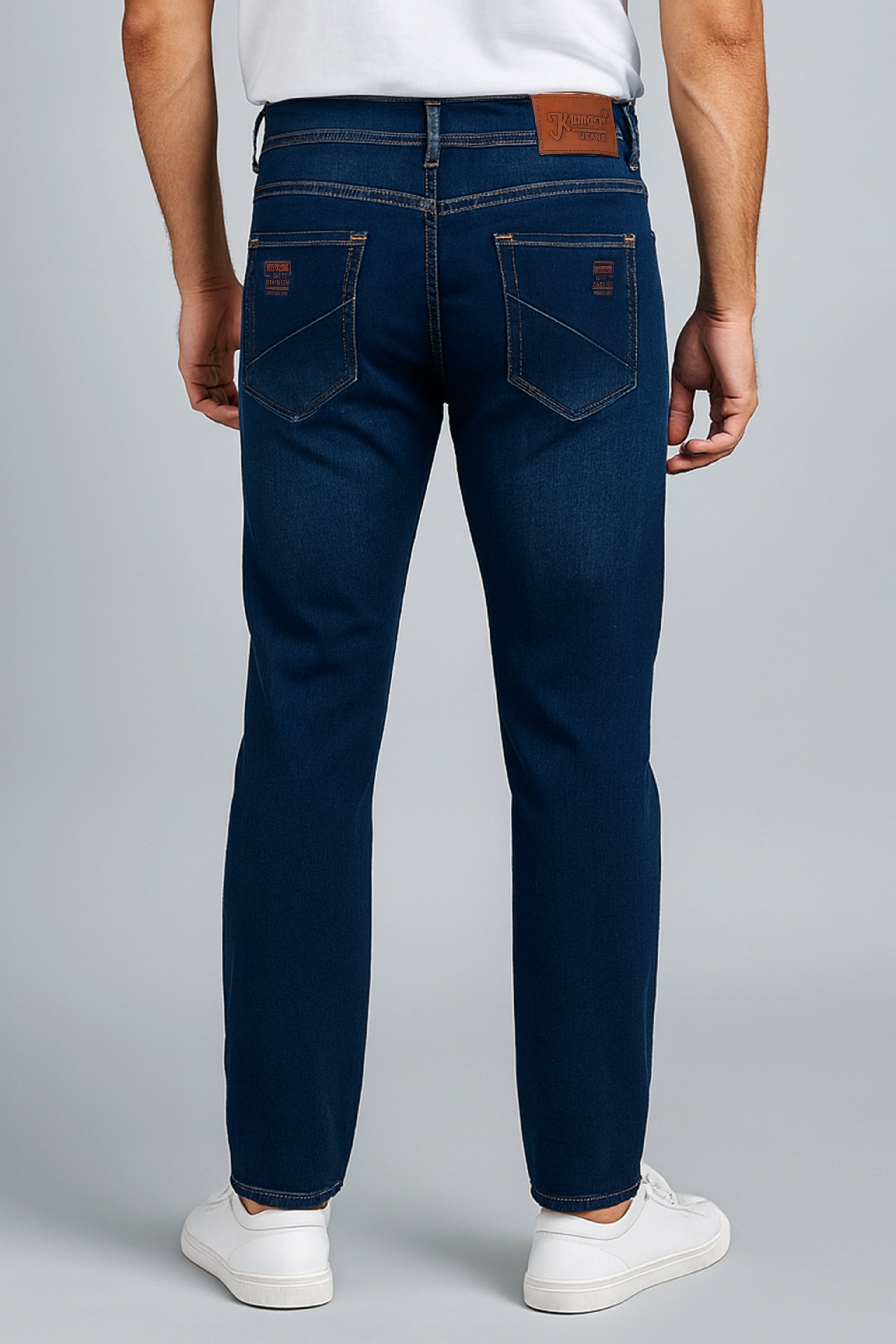 Men’s Dark Blue Stretch Jeans – Slim Straight Fit Denim (Mid Town)