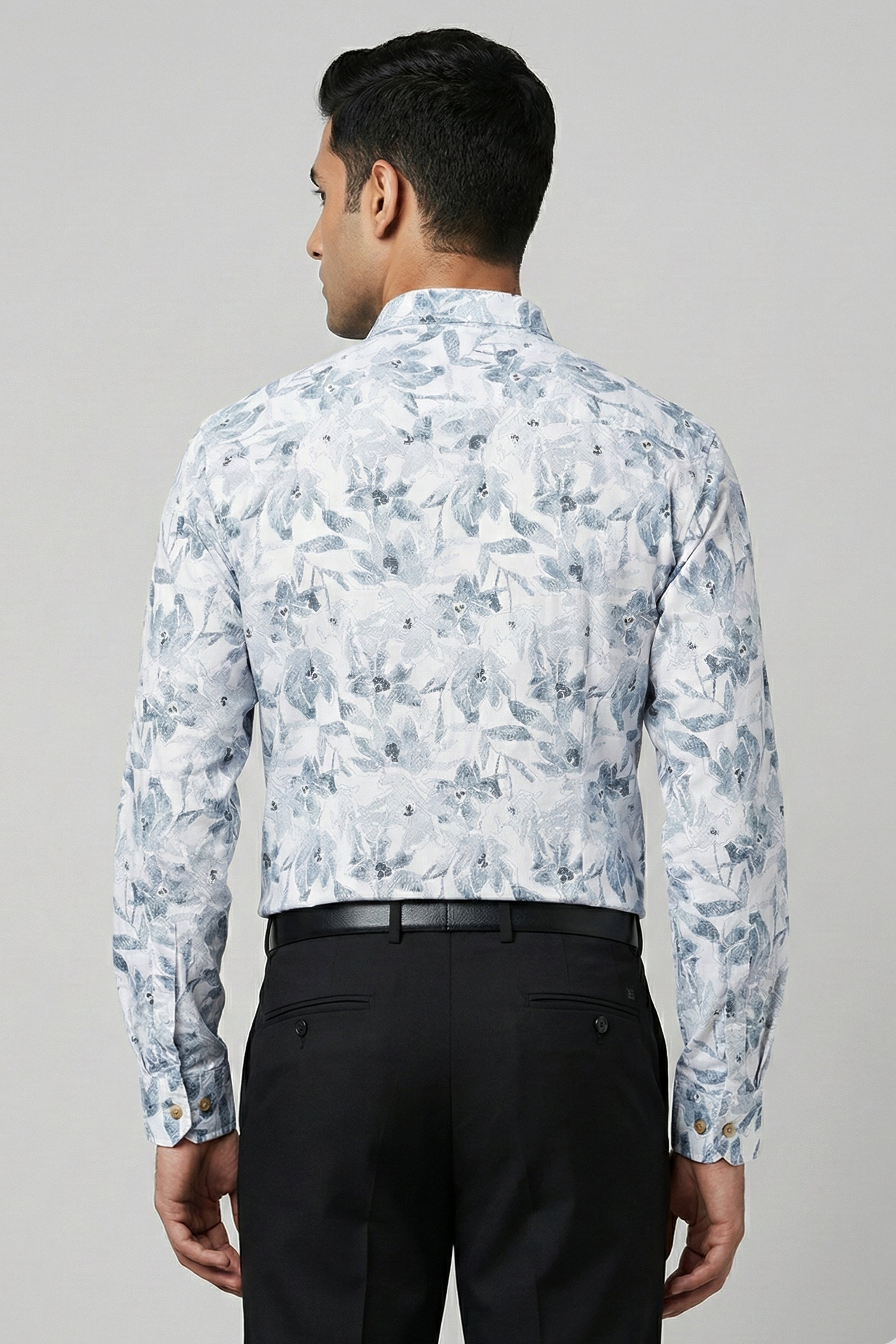 Men’s Flex Print Slim Fit Shirt | Casual & Office Wear – Grey (D1) Full Sleeve