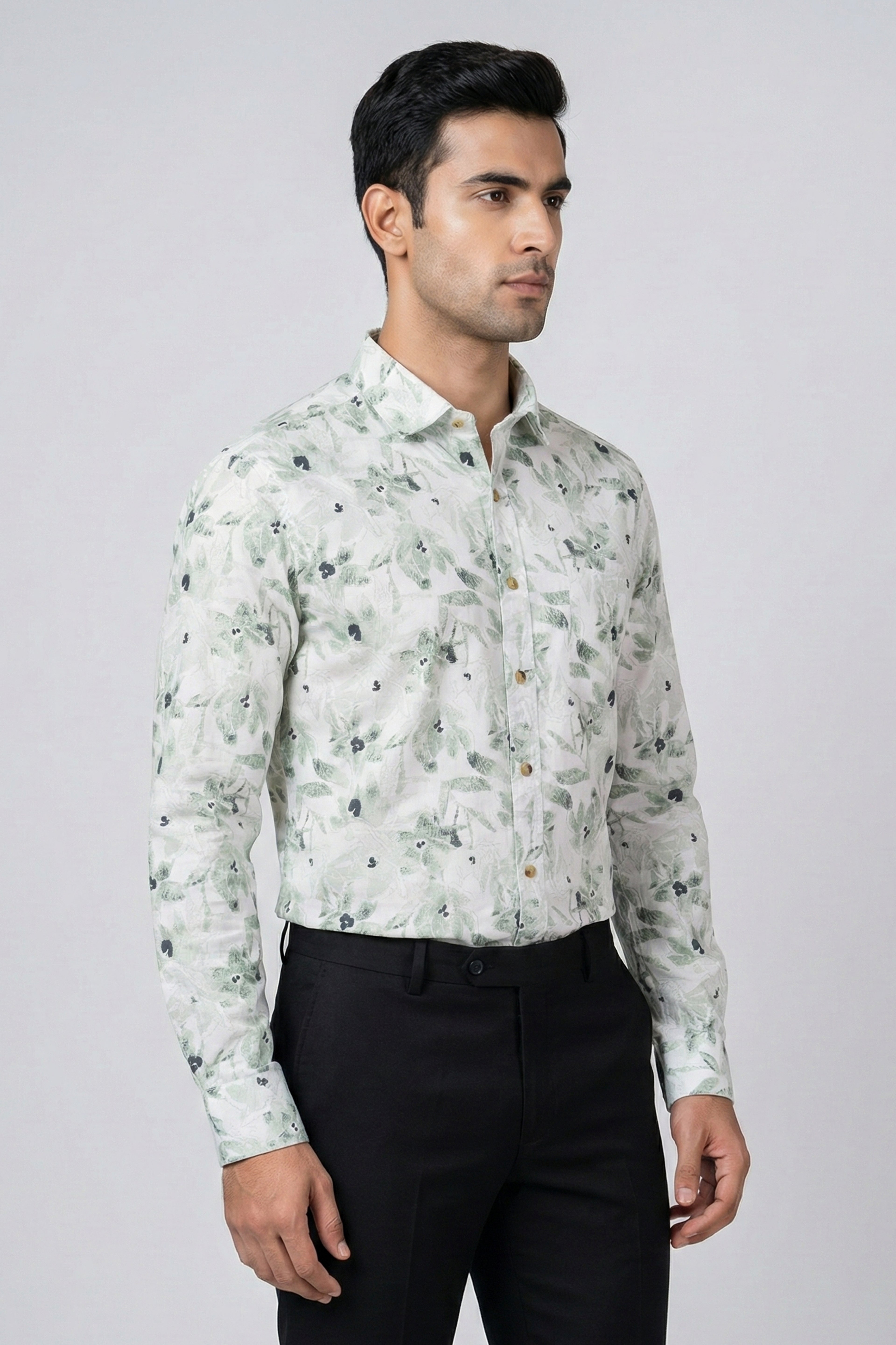 Men’s Flex Print Slim Fit Shirt | Smart Casual Wear (D3) Full Sleeve