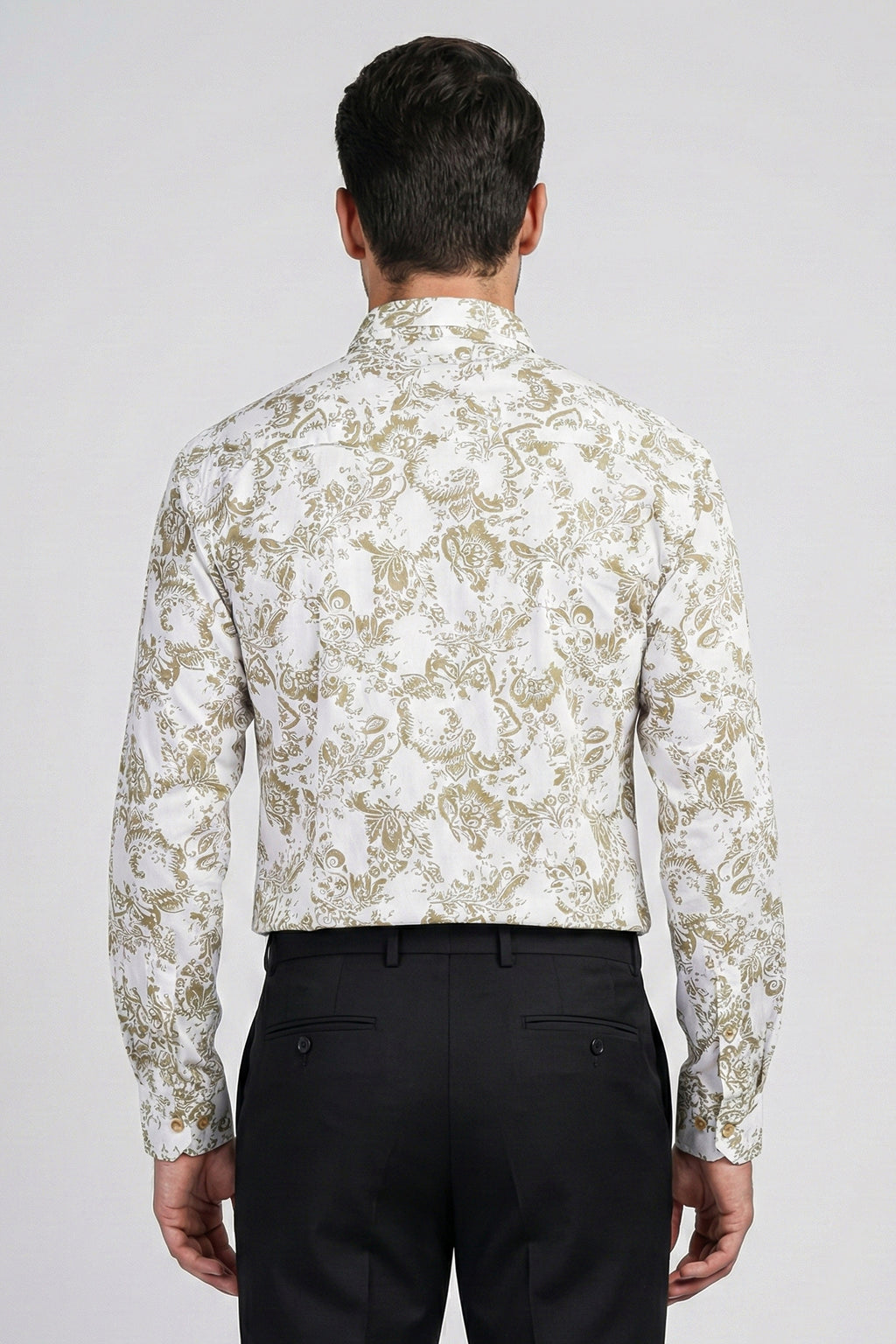 Men’s Floral Flex Printed Cotton Shirt | Full Sleeve Slim Fit (D5)