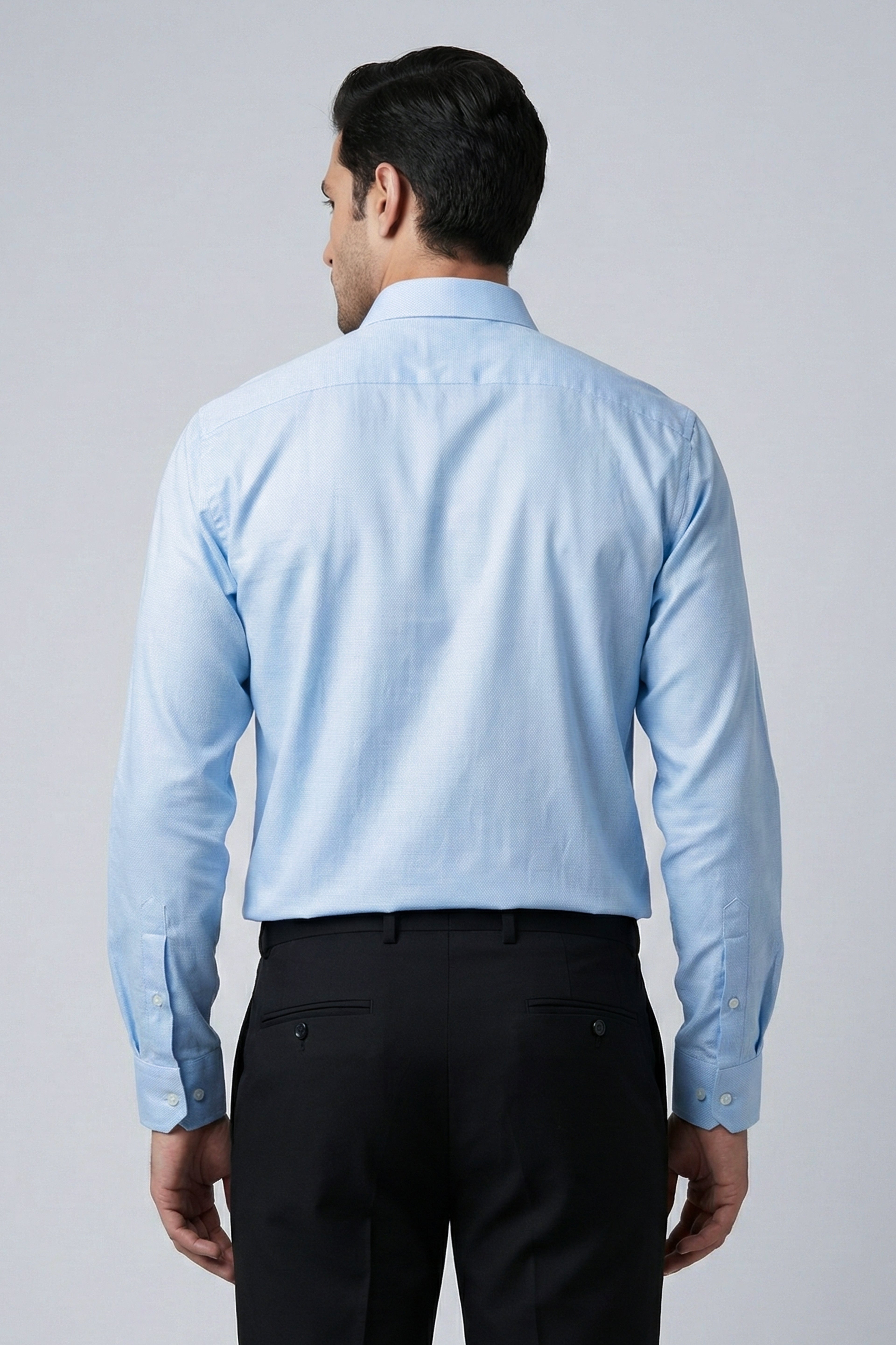 Men’s Solid Light Blue Cotton Shirt – Slim Fit Formal Wear (Cotton Slub) Full Sleeve