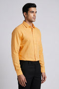 Men’s Solid Slim Fit Cotton Shirt | Office & Casual Wear – Orange (Cotton Slub) Full Sleeve