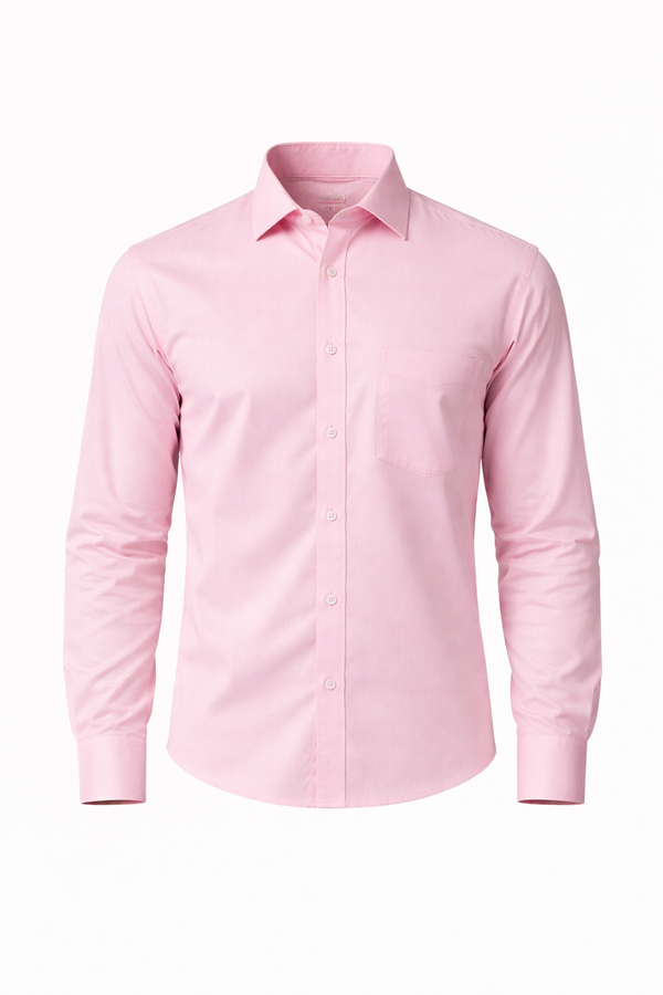 SHOW UP Pink Cotton Slub Shirt