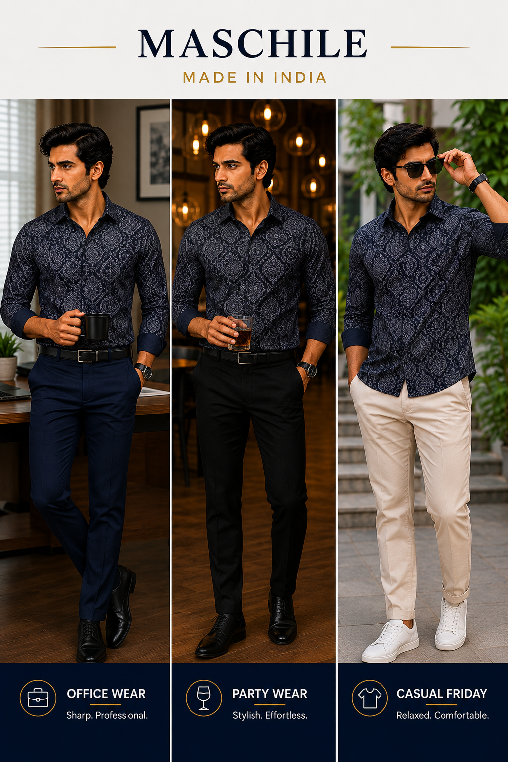 Black Paisley Print Pure Cotton Slim Fit Full Sleeve Shirt