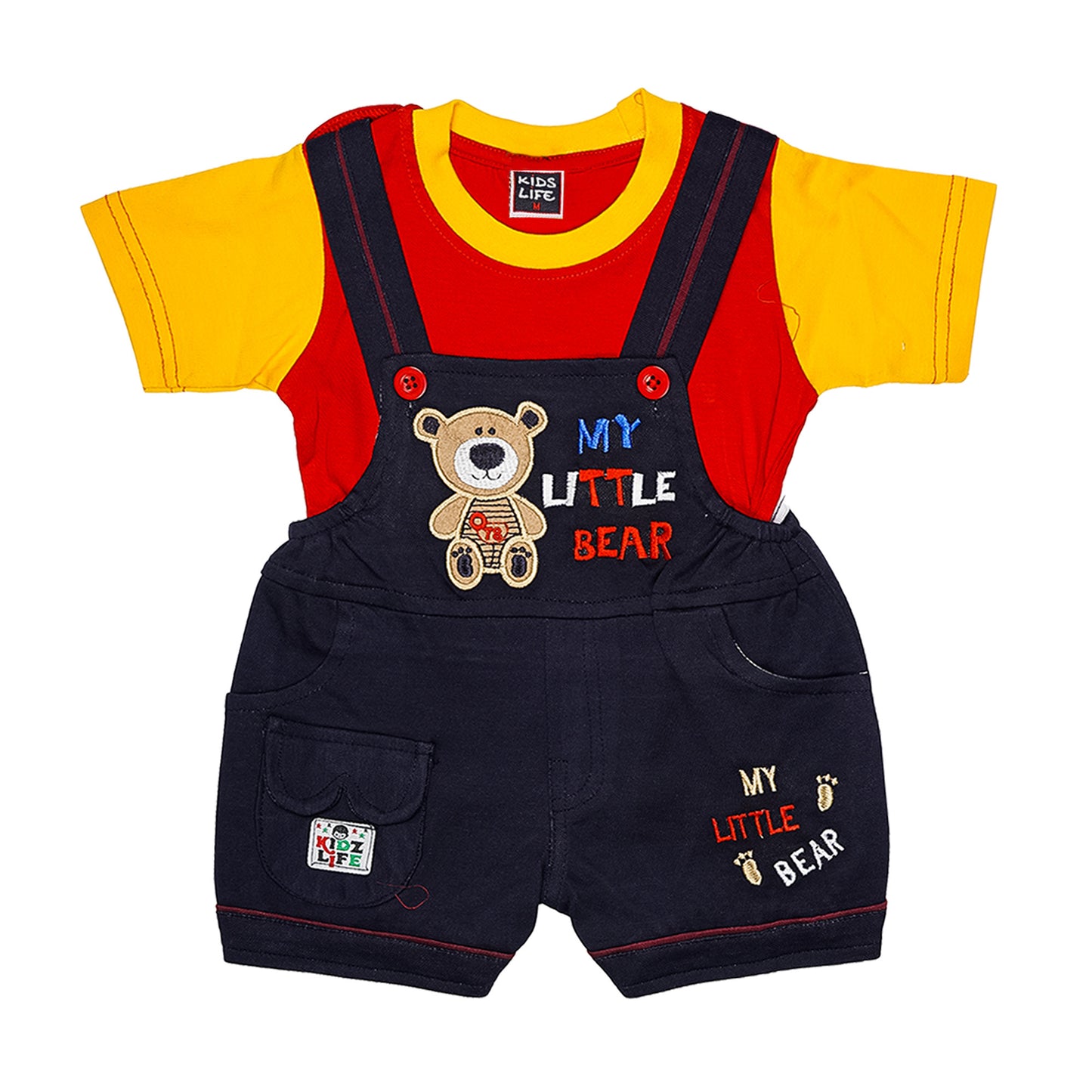 Unisex Baby Red Checked Dungaree Set with T-Shirt | ShopYouLike