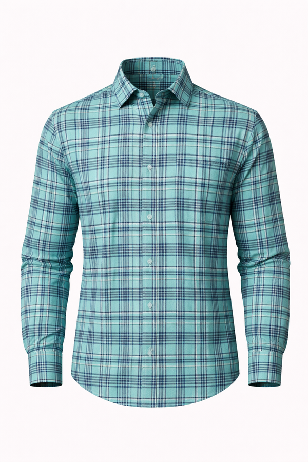 SHOW UP Aqua Checkered Shirt
