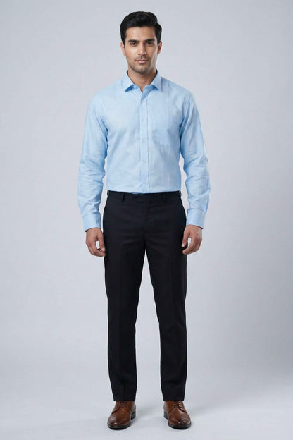 Everyday Sky Blue Cotton Slub Shirt - ShopYouLike