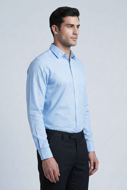 Everyday Sky Blue Cotton Slub Shirt - ShopYouLike