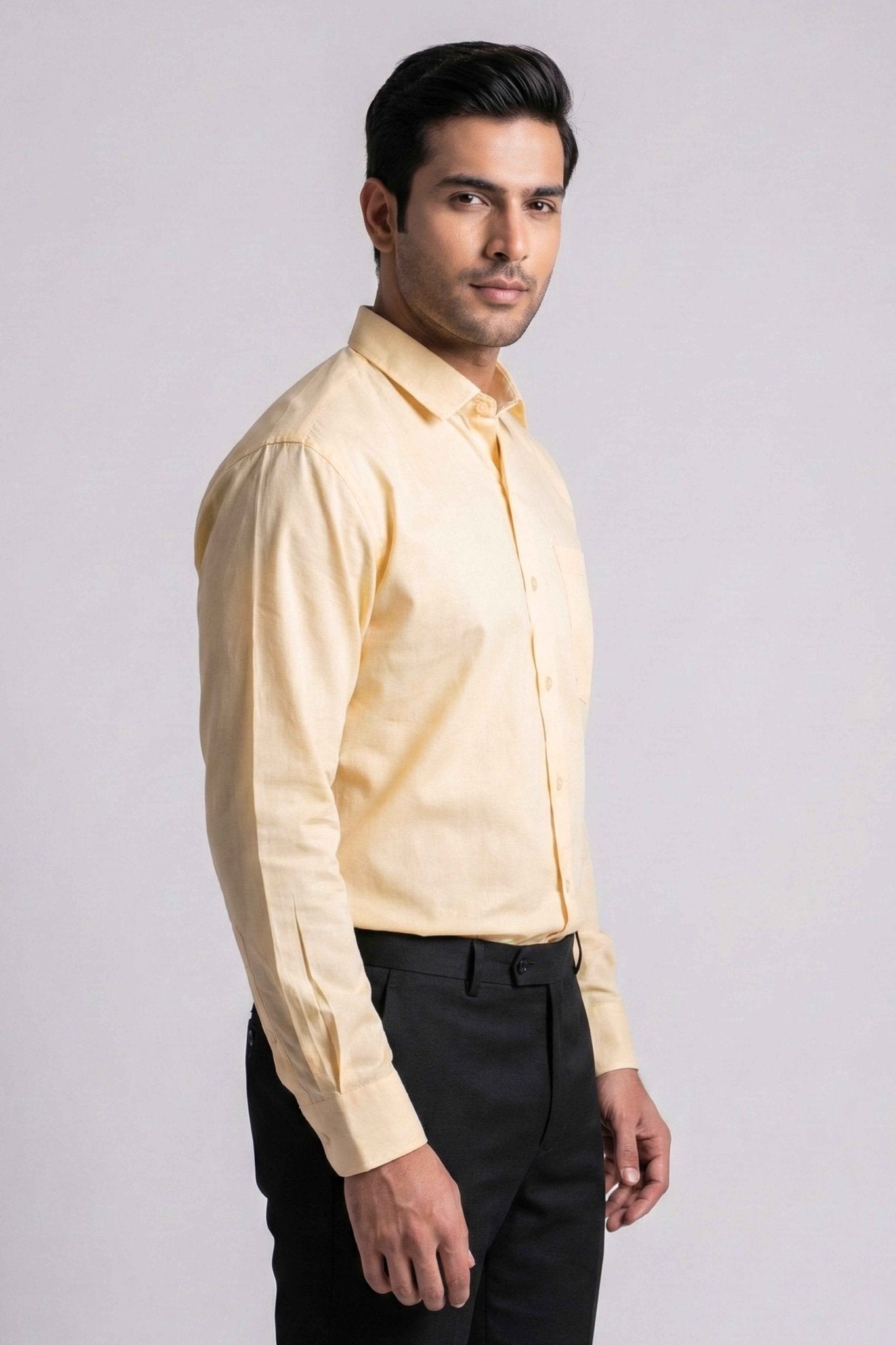 Everyday Yellow Cotton Slub Shirt - ShopYouLike