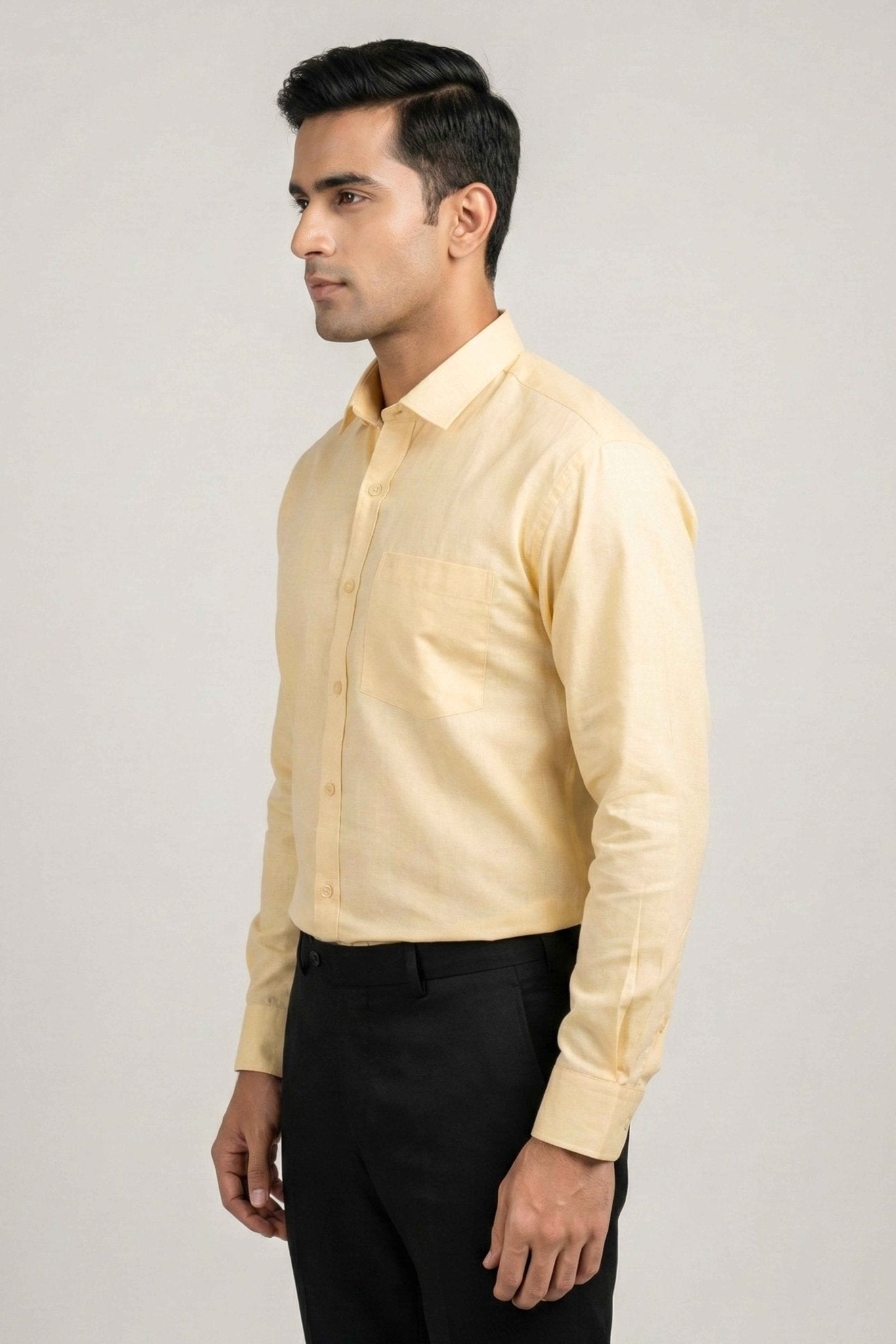 Everyday Yellow Cotton Slub Shirt - ShopYouLike