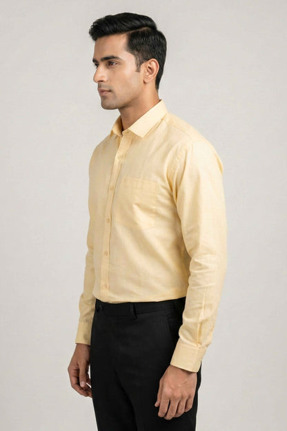 Everyday Yellow Cotton Slub Shirt - ShopYouLike