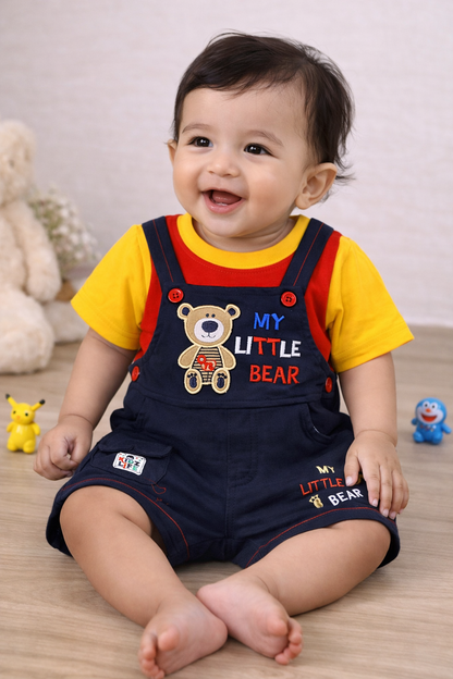Unisex Baby Red Checked Dungaree Set with T-Shirt | ShopYouLike