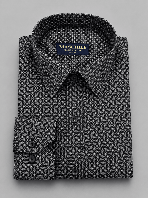 MASCHILE Black Premium Pure Cotton Slim Fit Shirt for Men - ShopYouLike