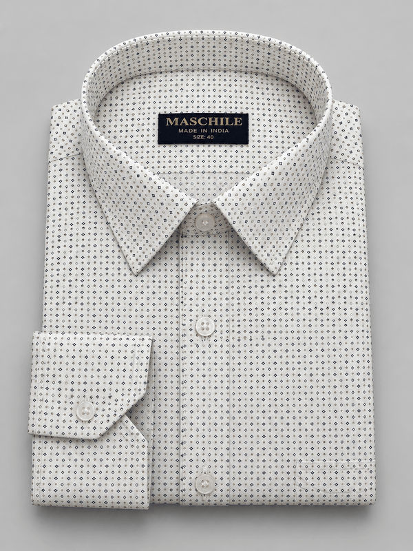 MASCHILE Signature Collection Off - white Pure Cotton Premium Shirt - ShopYouLike