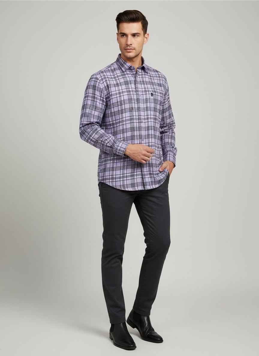 SHOW UP Purple Checkered Shirt