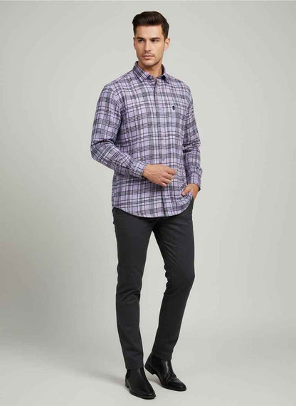 SHOW UP Purple Checkered Shirt