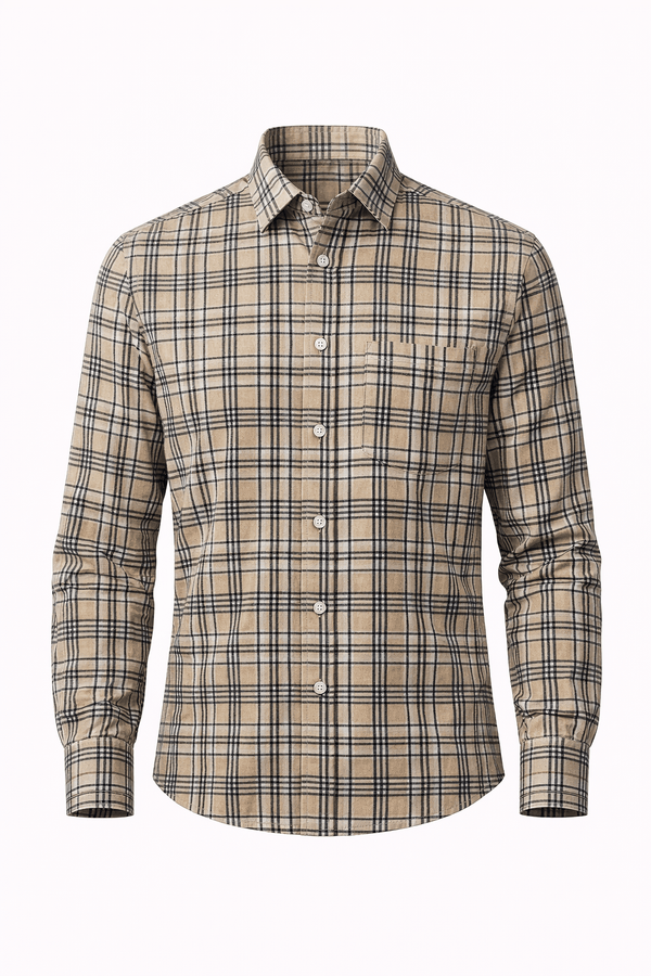 SHOW UP Beige Checkered Shirt - ShopYouLike